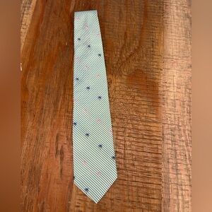 Brooks Brothers Green Striped Tie with Palm Tree Pattern